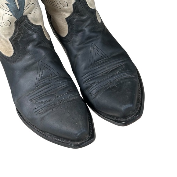 EIGHT SECOND ANGEL AZTEC FEATHER Cowboy Boots Women's Sz 8 Cream/Gray / Black - Picture 4 of 16